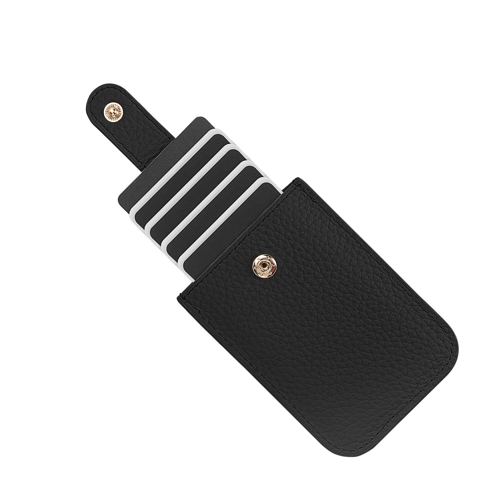 Leather Pull-Out Credit Card Holder, Minimalist Slim Wallet Fit Card & Change Storage, Portable Gift Card Holder for Women (Black) - Image 3