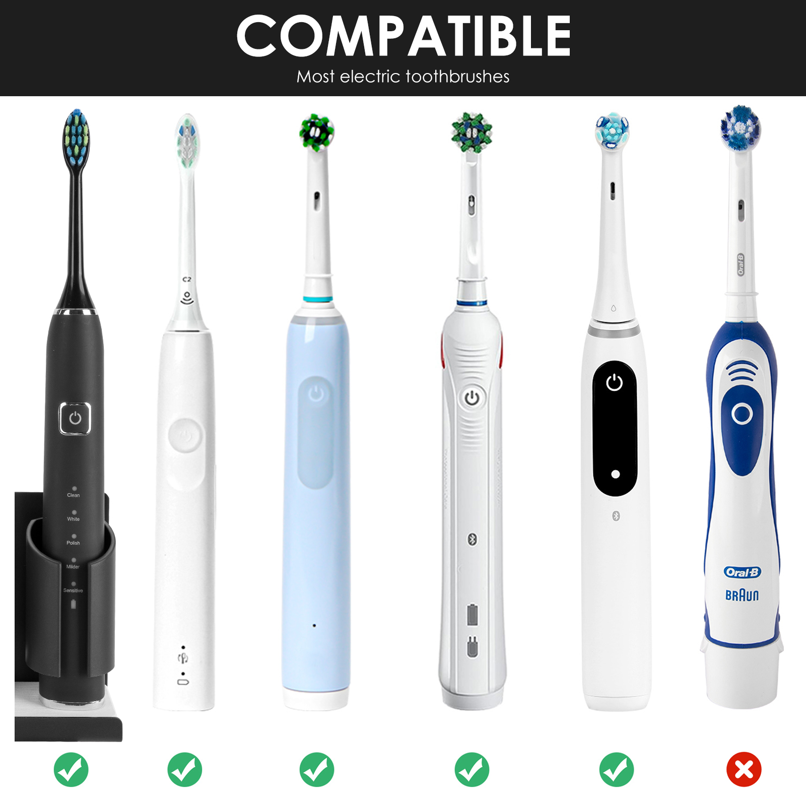 Electric Toothbrush Holders for Bathrooms Wall Mounted, 3 Slots Adhesive Toothbrush Organizer Stand with Diatomite Dish, Compatible with Philips 2100, 4100, 5100, 6100, 6500, 7500 (Black) - Image 8