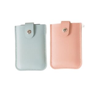 Pack Slim Minimalist Wallet, Leather Pull-Out Credit Card Holder, Hidden Small Card Wallet for Men and Women (Blue & Pink)