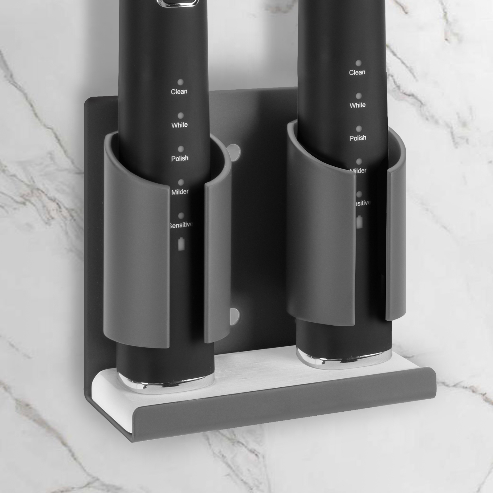 Electric Toothbrush Holders for Bathrooms Wall Mounted, 2 Slots Adhesive Toothbrush Organizer Stand with Diatomite Dish, Compatible with Philips 2100, 4100, 5100, 6100, 6500, 7500 (Grey) - Image 19