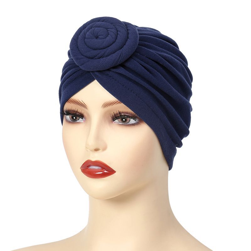 Stretch Turban Hats for Women, Reusable Washable Pre Tied Head Scarves, Soft Breathable Headwraps for Keep Hair Style Cap, Sleep Hat (Blue)