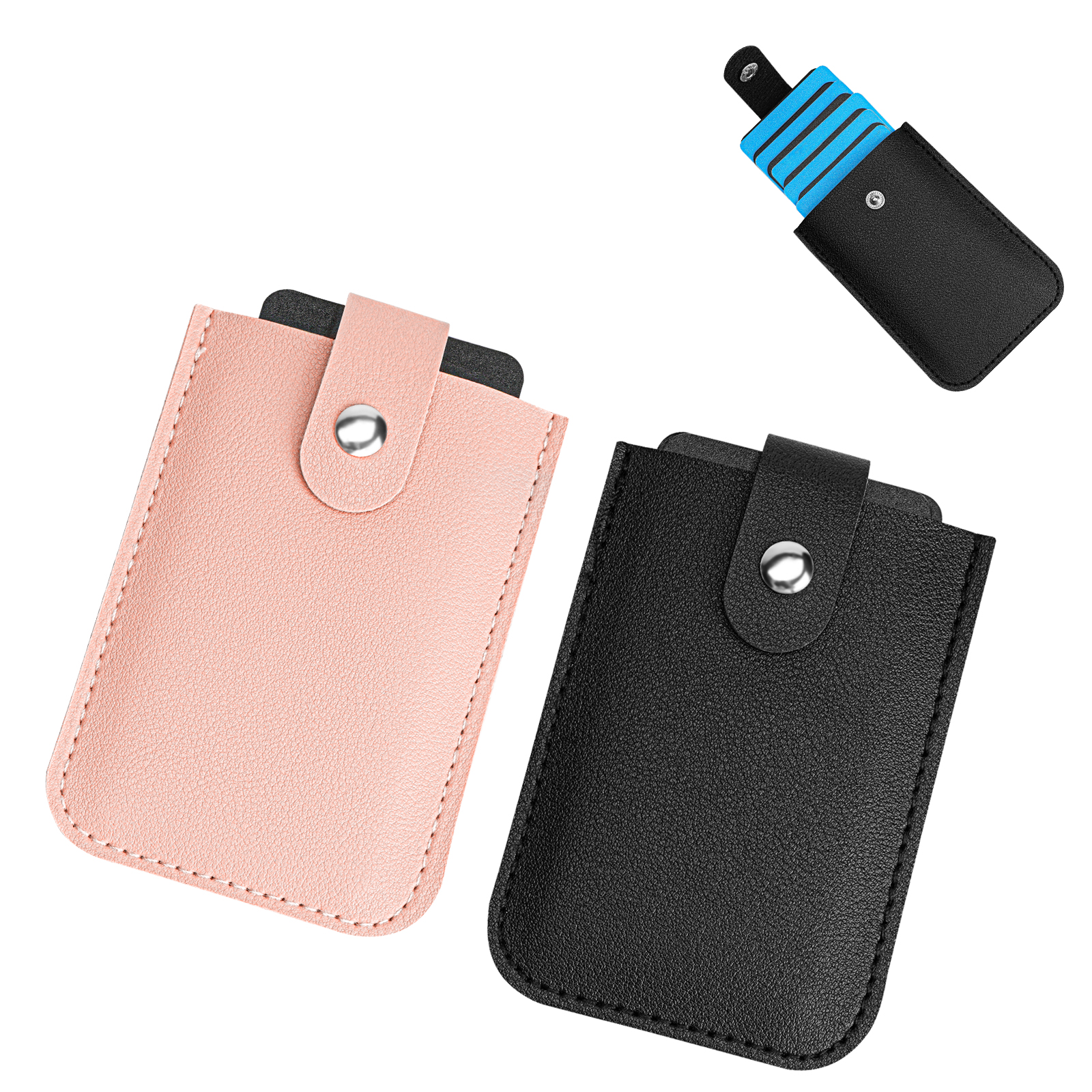 Pack Slim Minimalist Wallet, Vegan Leather Pull-Out Credit Card Holder, Hidden Small Card Wallet for Men and Women (Black & Pink) - Image 5