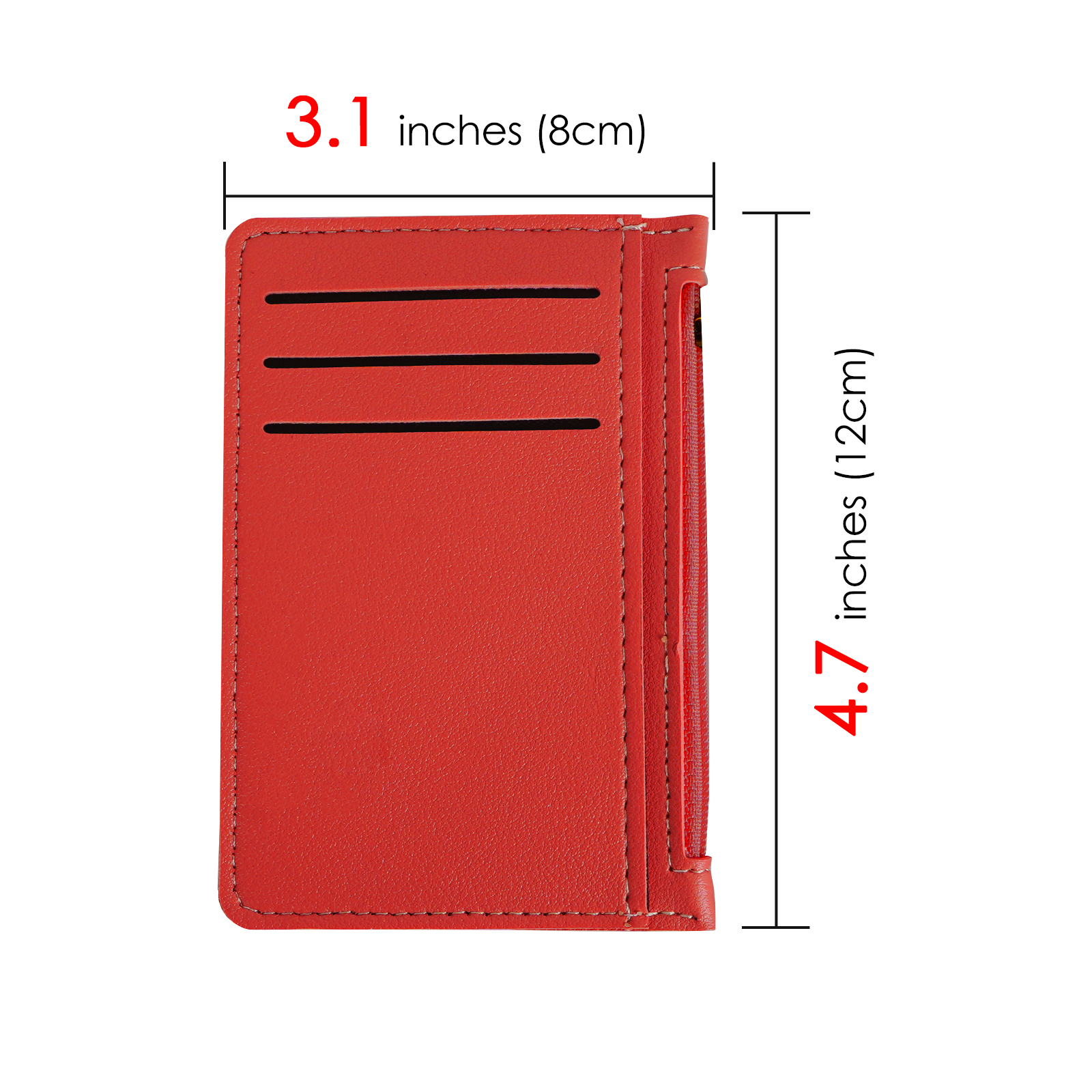 Pack Credit Card Holder Wallet for Women, RFID Blocking Wristlet Zip Slim Minimalist Wallet, Small Leather Wallet Coin Purse (Black & Red) - Image 4