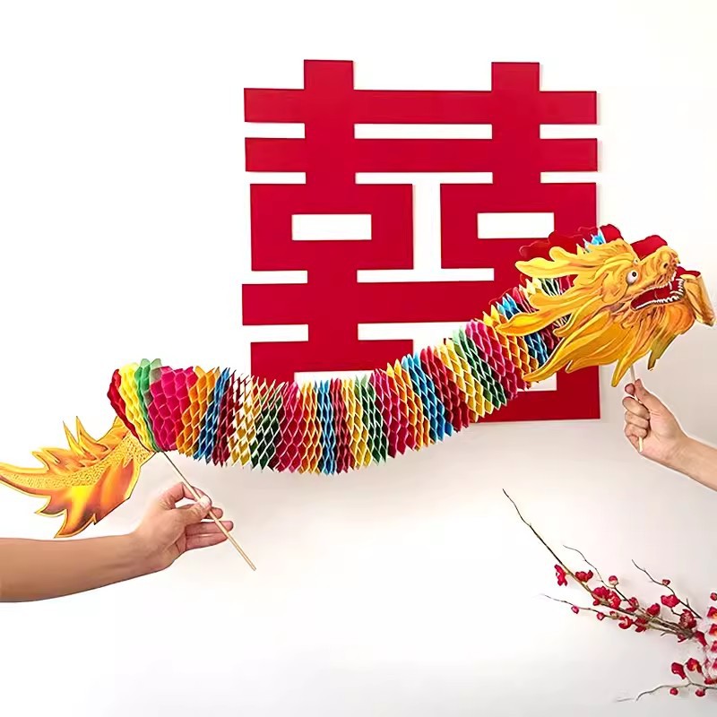 HannaFires 3D Extendable Dragon Wedding Game and Photo Props - Asian Style Scene Decorations for Celebrations.