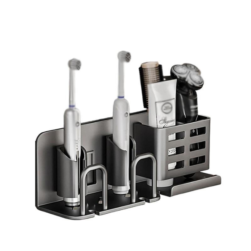 Aluminum Alloy Electric Toothbrush Holders, Wall Mounted Bathroom Organizers and Storage with 2 Slots, Multipurpose Bathroom Accessories Organizer for Toothpaste, Electric Razor (Grey) - Image 32