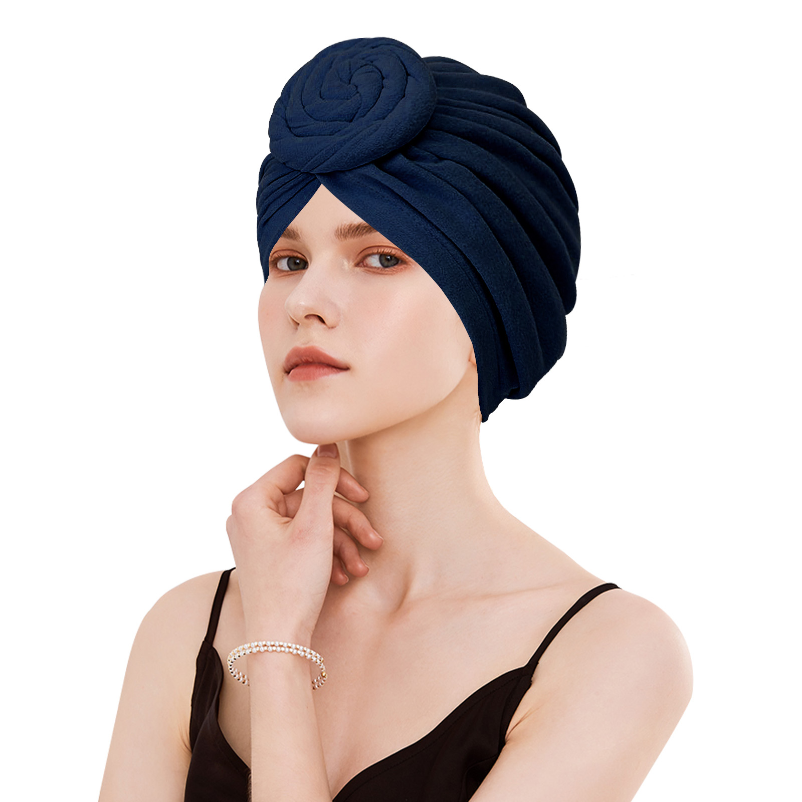 Stretch Turban Hats for Women, Reusable Washable Pre Tied Head Scarves, Soft Breathable Headwraps for Keep Hair Style Cap, Sleep Hat (Blue) - Image 6