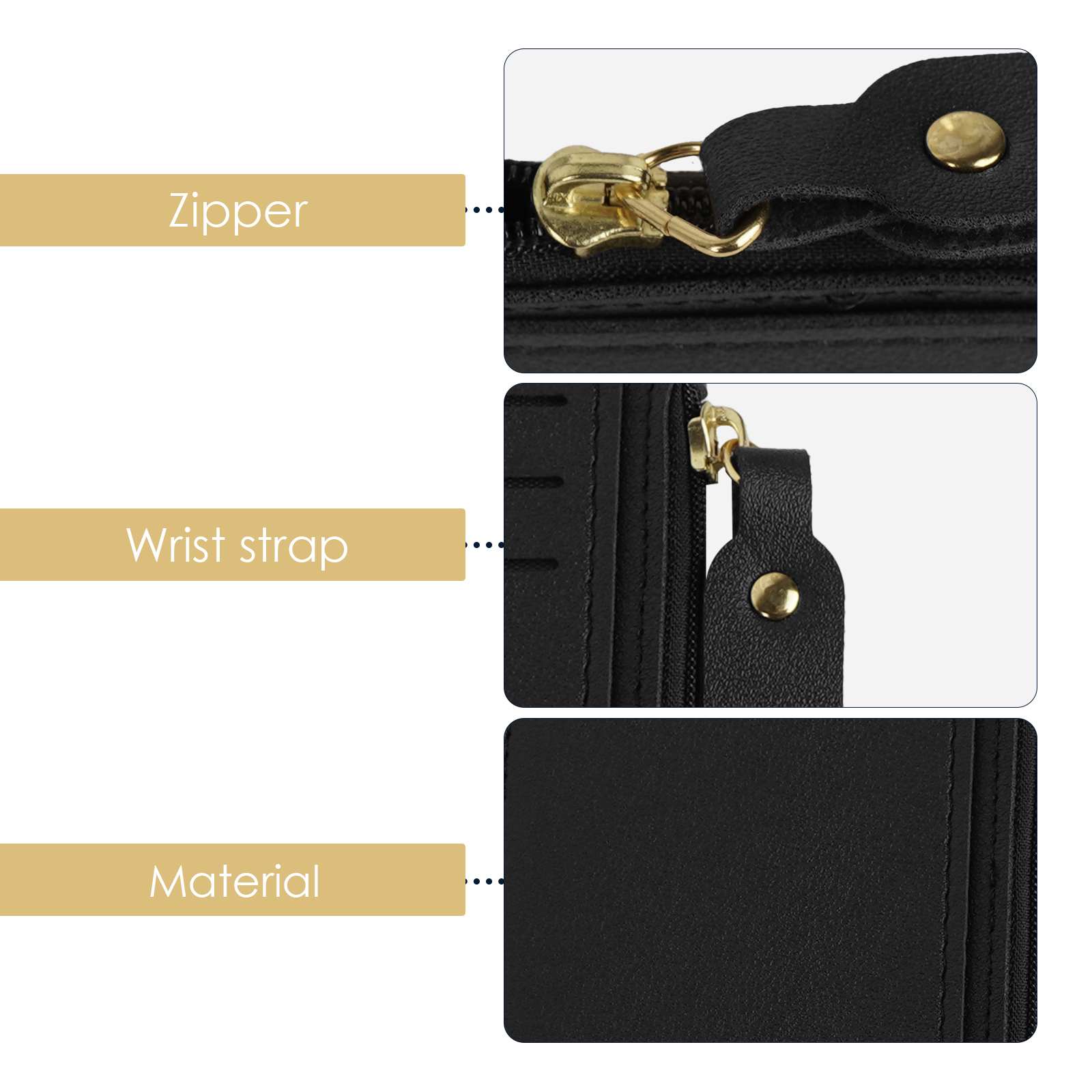 Pack Credit Card Holder Wallet for Women, RFID Blocking Wristlet Zip Slim Minimalist Wallet, Small Leather Wallet Coin Purse (Black, Purple) - Image 5