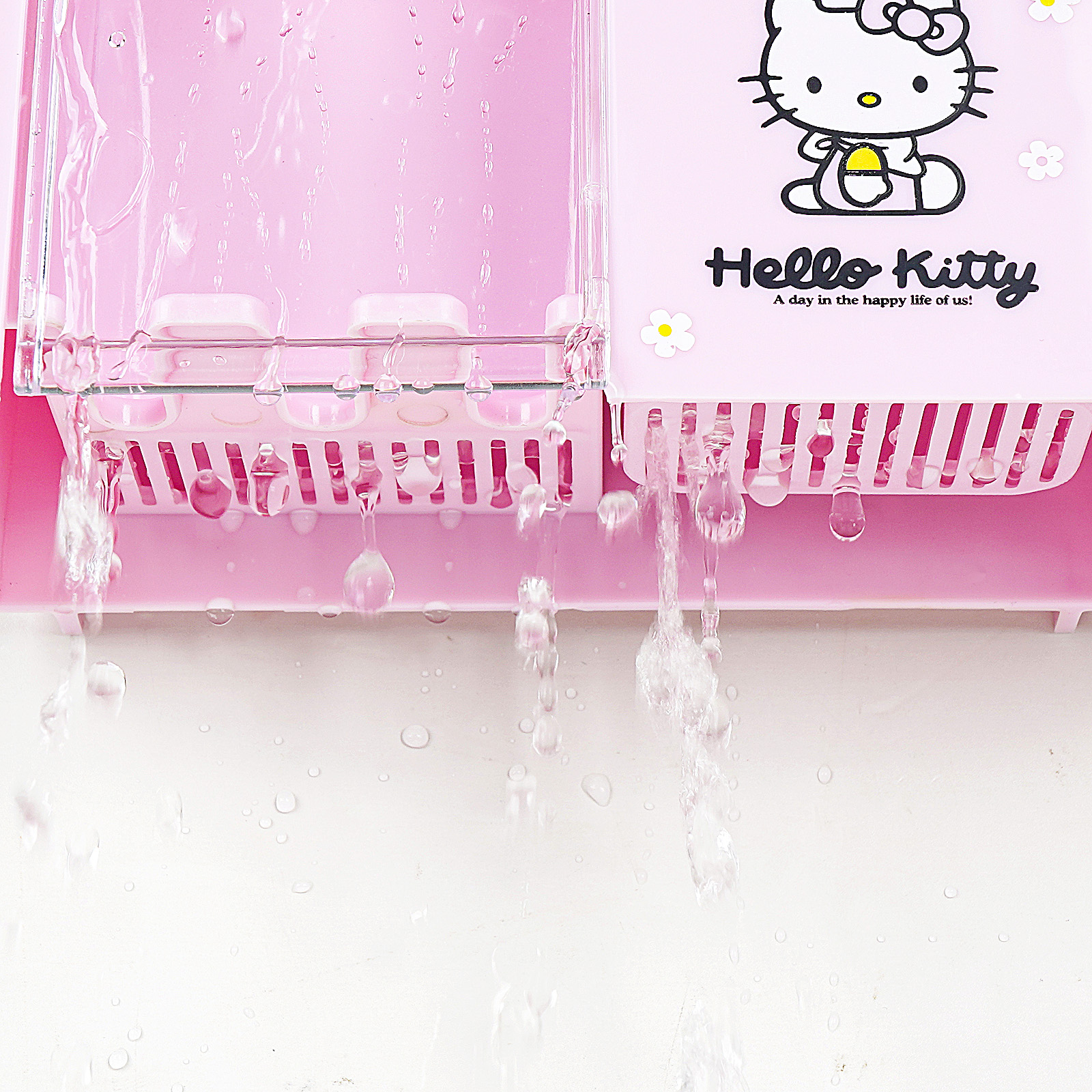 Wall Mounted Kids Toothbrush Holder with Cover, 3 Slots Hello Kitty Toothbrush Storage Organizer, Self Adhesive Toothbrush Toothpaste Hanger for Bathroom (Pink) - Image 7