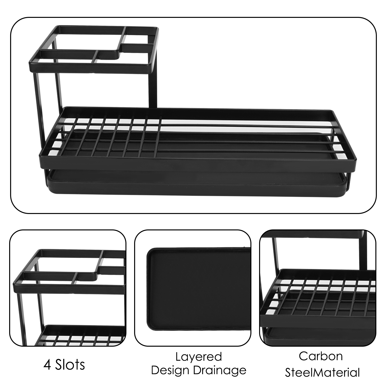 Toothbrush Holders for Bathroom Countertop, Metal Desk Organizer with 4 Slots for Electric Toothbrush/Toothpaste Storage, Toothbrush Holder with Drainage Device for Bathroom Use (Black) - Image 15