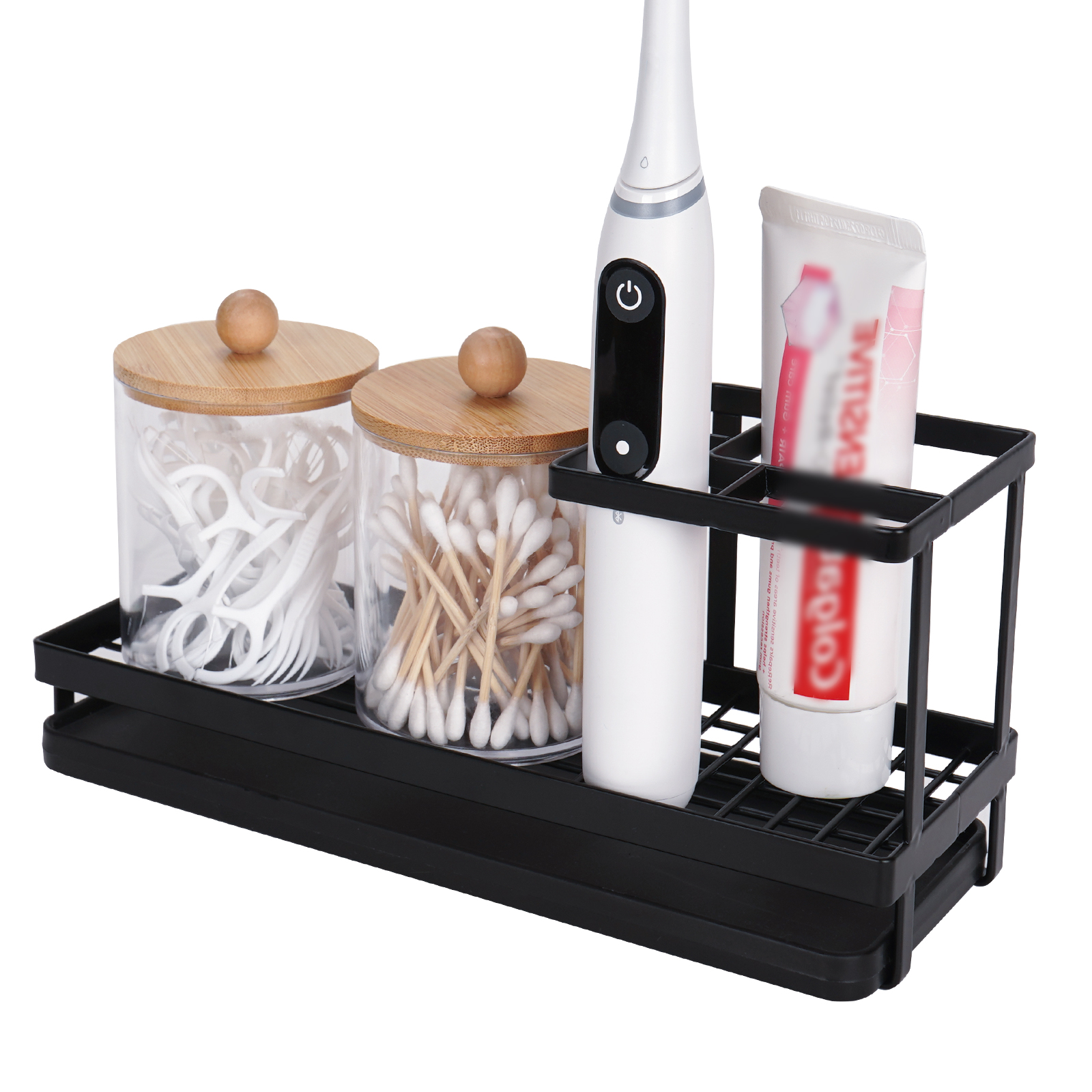 Toothbrush Holders for Bathroom Countertop, Metal Desk Organizer with 4 Slots for Electric Toothbrush/Toothpaste Storage, Toothbrush Holder with Drainage Device for Bathroom Use (Black) - Image 10