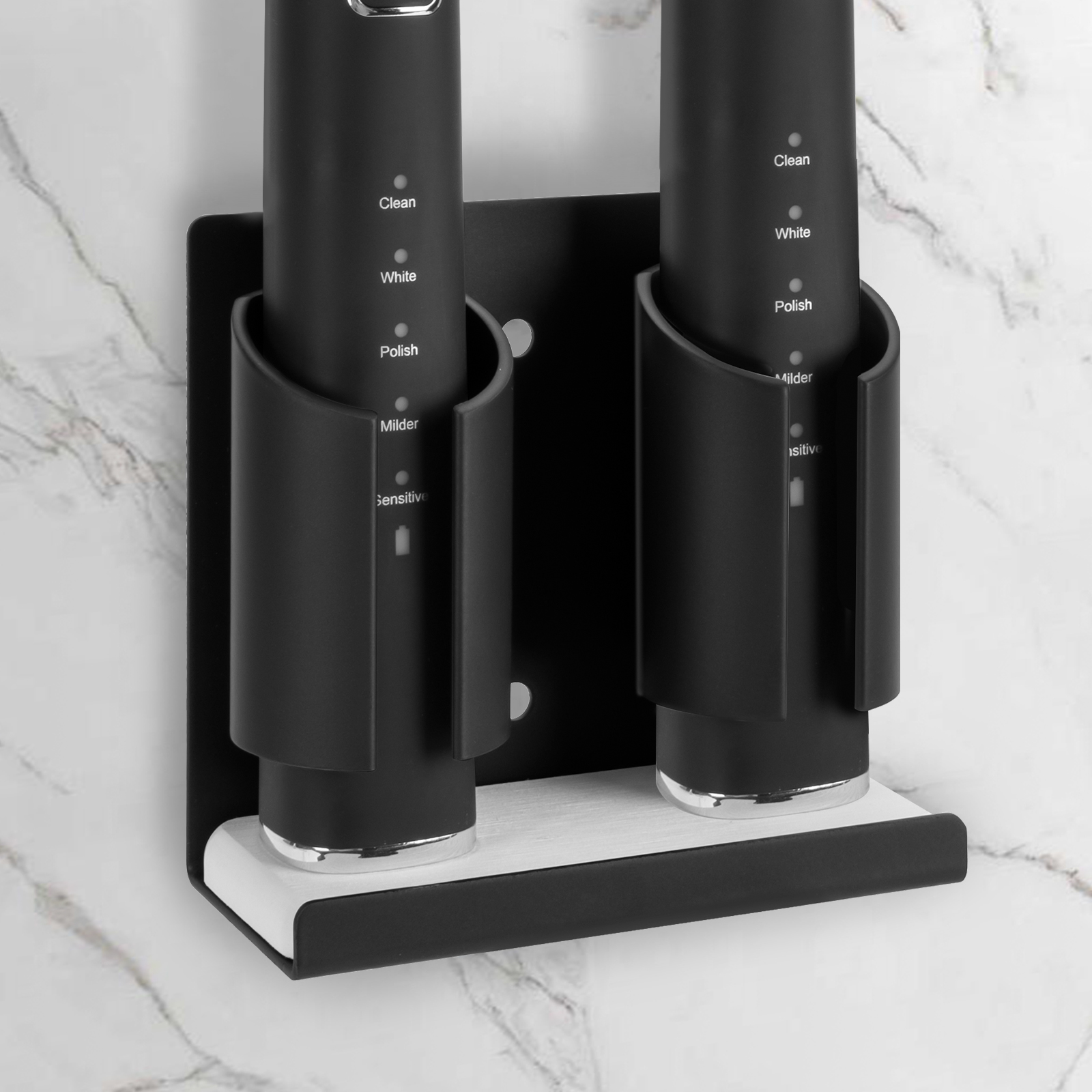 Electric Toothbrush Holders for Bathrooms Wall Mounted, 2 Slots Adhesive Toothbrush Organizer Stand with Diatomite Dish, Compatible with Philips 2100, 4100, 5100, 6100, 6500, 7500 (Black) - Image 13