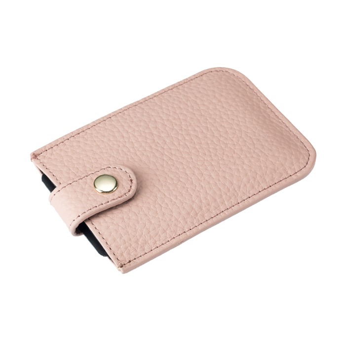 Leather Pull-Out Credit Card Holder, Minimalist Slim Wallet Fit Card & Change Storage, Portable Gift Card Holder for Women (Pink)