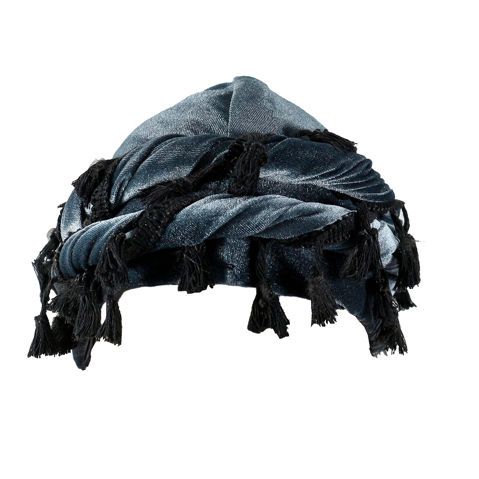 Velvet Durag Satin Lined Halo Turban Wraps, Unique Design Turban for Men & Women, Tassel Beanie for Causal Life (Grey) - Image 3