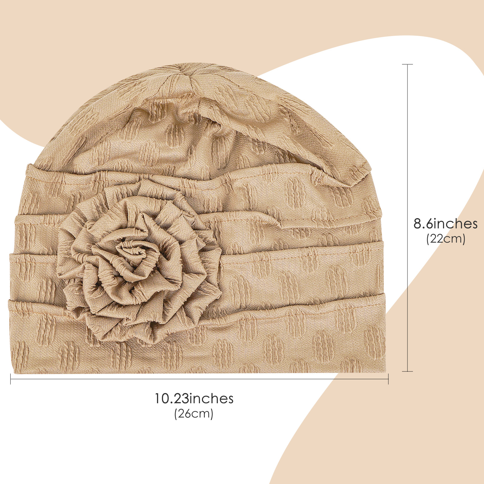 Stretch Turban Hats for Women, Beanie Headscarf Elastic Hats, Fashion Flower Knot Pre Tied Head Cap for Keep Hair Style Cap, Sleep Hat (Khaki) - Image 5