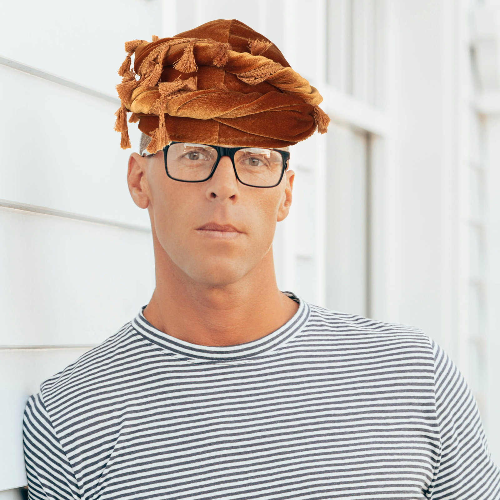 Velvet Durag Satin Lined Halo Turban Wraps, Unique Design Turban for Men & Women, Tassel Beanie for Causal Life (Yellow) - Image 6