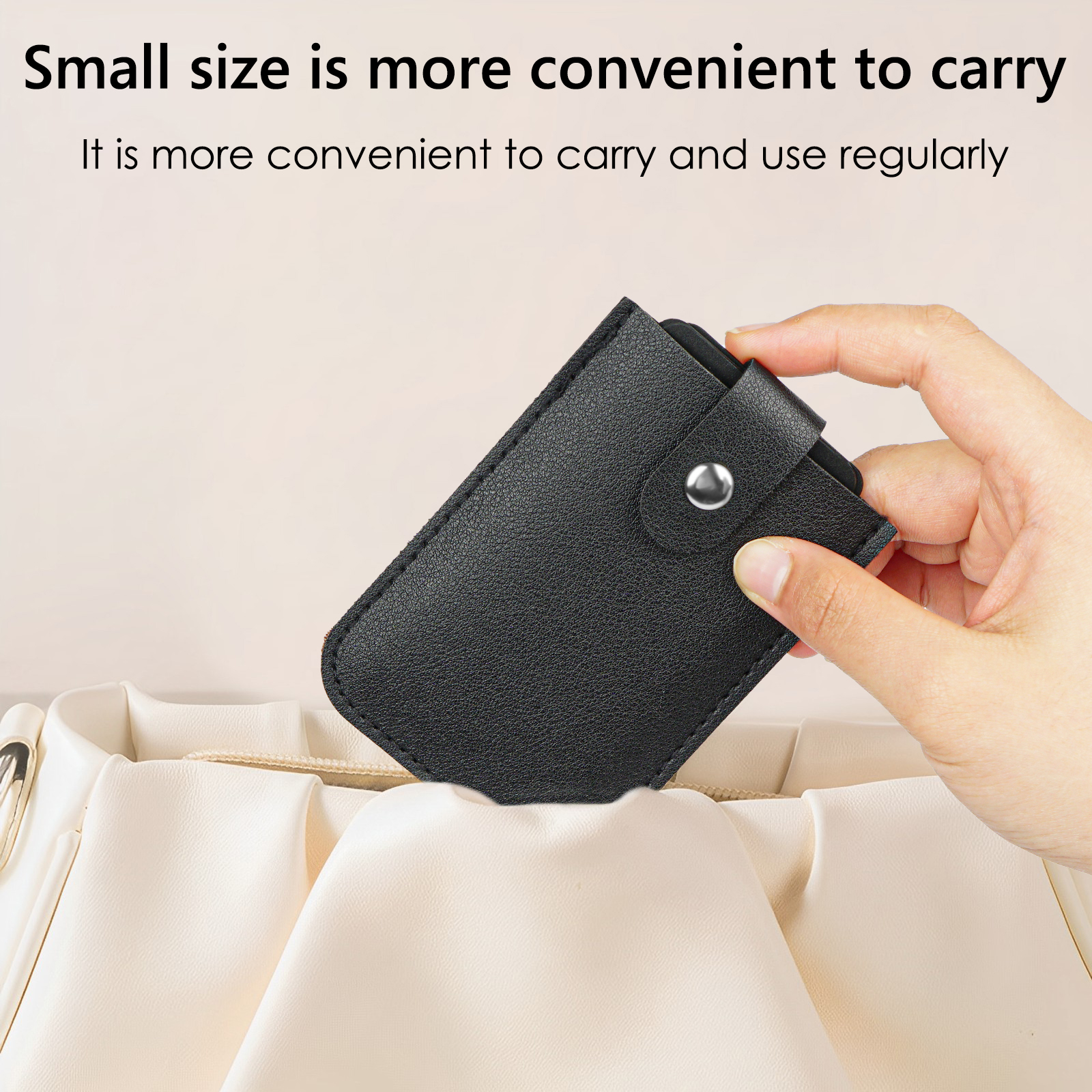 Pack Slim Minimalist Wallet, Leather Pull-Out Credit Card Holder, Hidden Small Card Wallet for Men and Women (Black & White) - Image 3