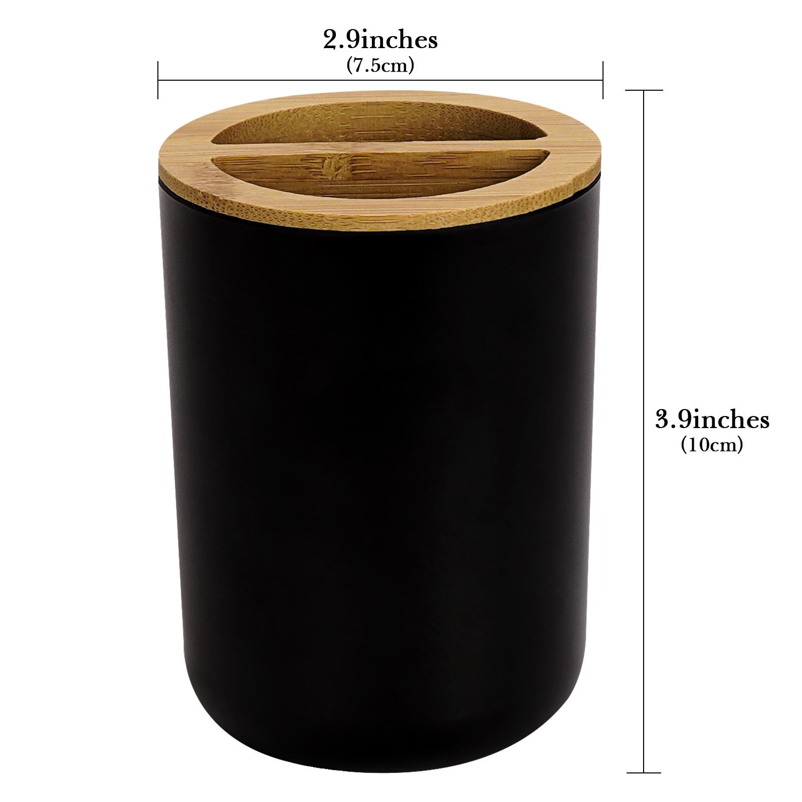 Round Wooden Toothbrush Holder, Thickened and Durable Toothbrush Holder, Toothbrush Storage Stand for Bathroom & Counter (Black) - Image 7
