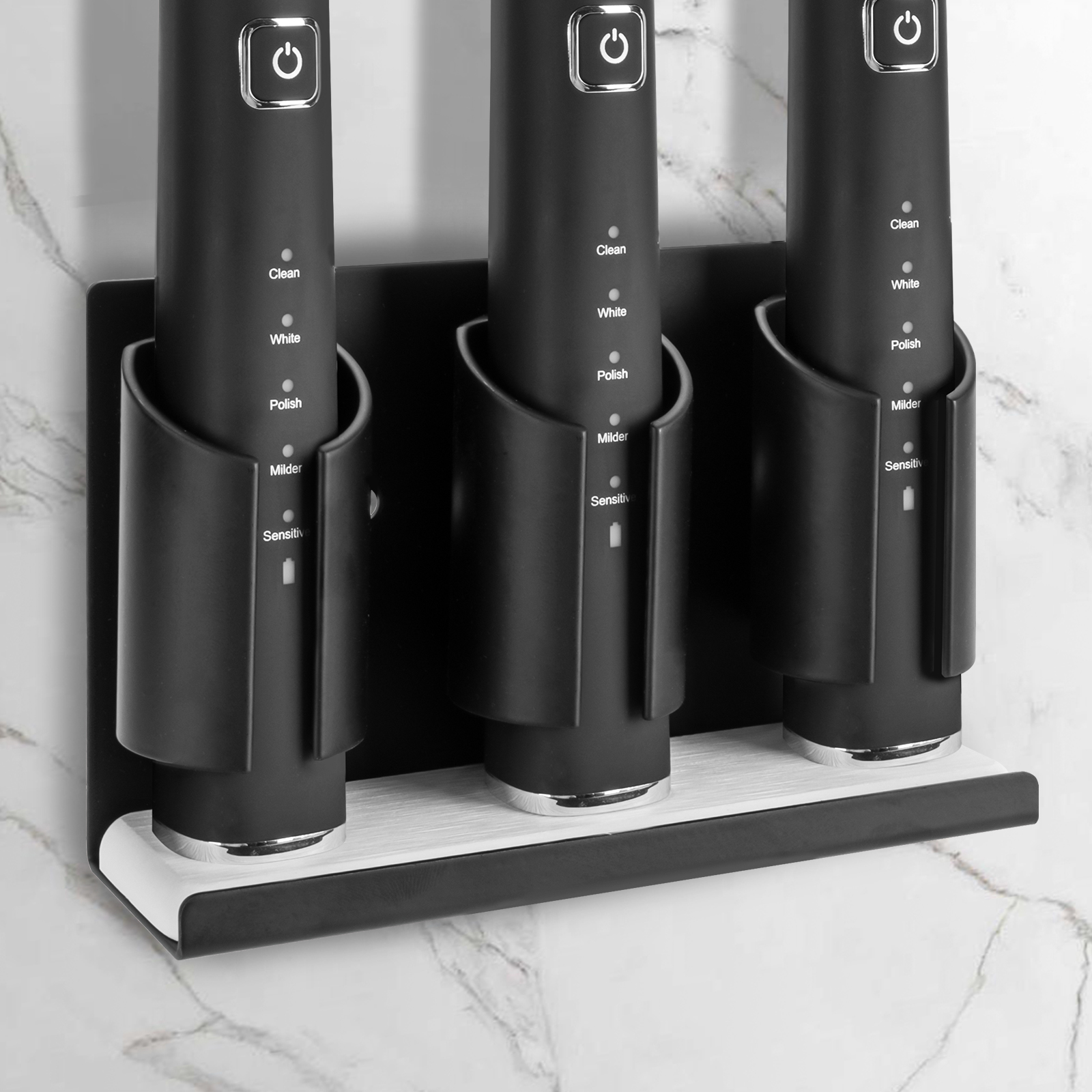 Electric Toothbrush Holders for Bathrooms Wall Mounted, 3 Slots Adhesive Toothbrush Organizer Stand with Diatomite Dish, Compatible with Philips 2100, 4100, 5100, 6100, 6500, 7500 (Black) - Image 12