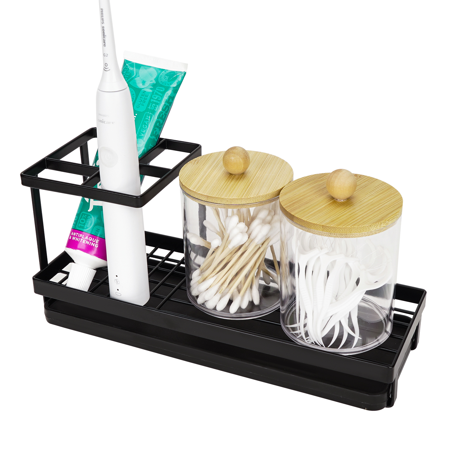 Toothbrush Holders for Bathroom Countertop, Metal Desk Organizer with 4 Slots for Electric Toothbrush/Toothpaste Storage, Toothbrush Holder with Drainage Device for Bathroom Use (Black) - Image 8