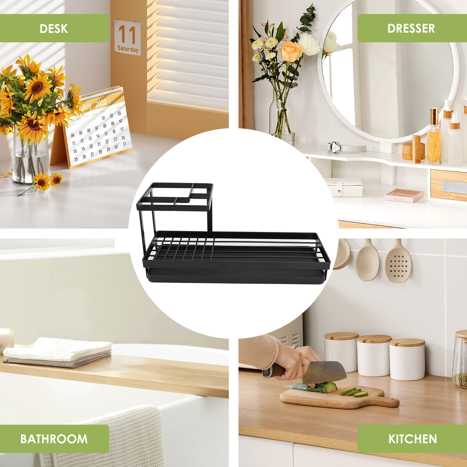 Toothbrush Holders for Bathroom Countertop, Metal Desk Organizer with 4 Slots for Electric Toothbrush/Toothpaste Storage, Toothbrush Holder with Drainage Device for Bathroom Use (Black) - Image 14