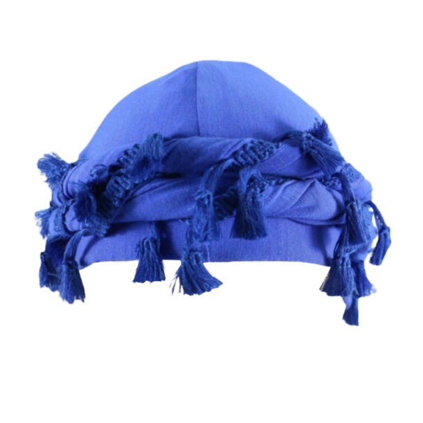 Cotton Durag Satin Lined Halo Turban Wraps, Unique Design Turban for Men & Women, Tassel Beanie for Causal Life (Blue)