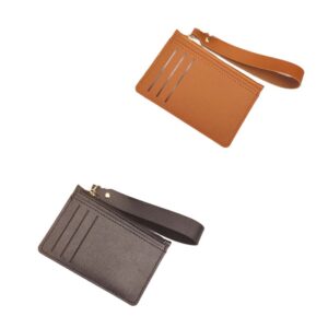 Pack Credit Card Holder Wallet for Women, RFID Blocking Wristlet Zip Slim Minimalist Wallet, Small Leather Wallet Coin Purse (Black & Brown)