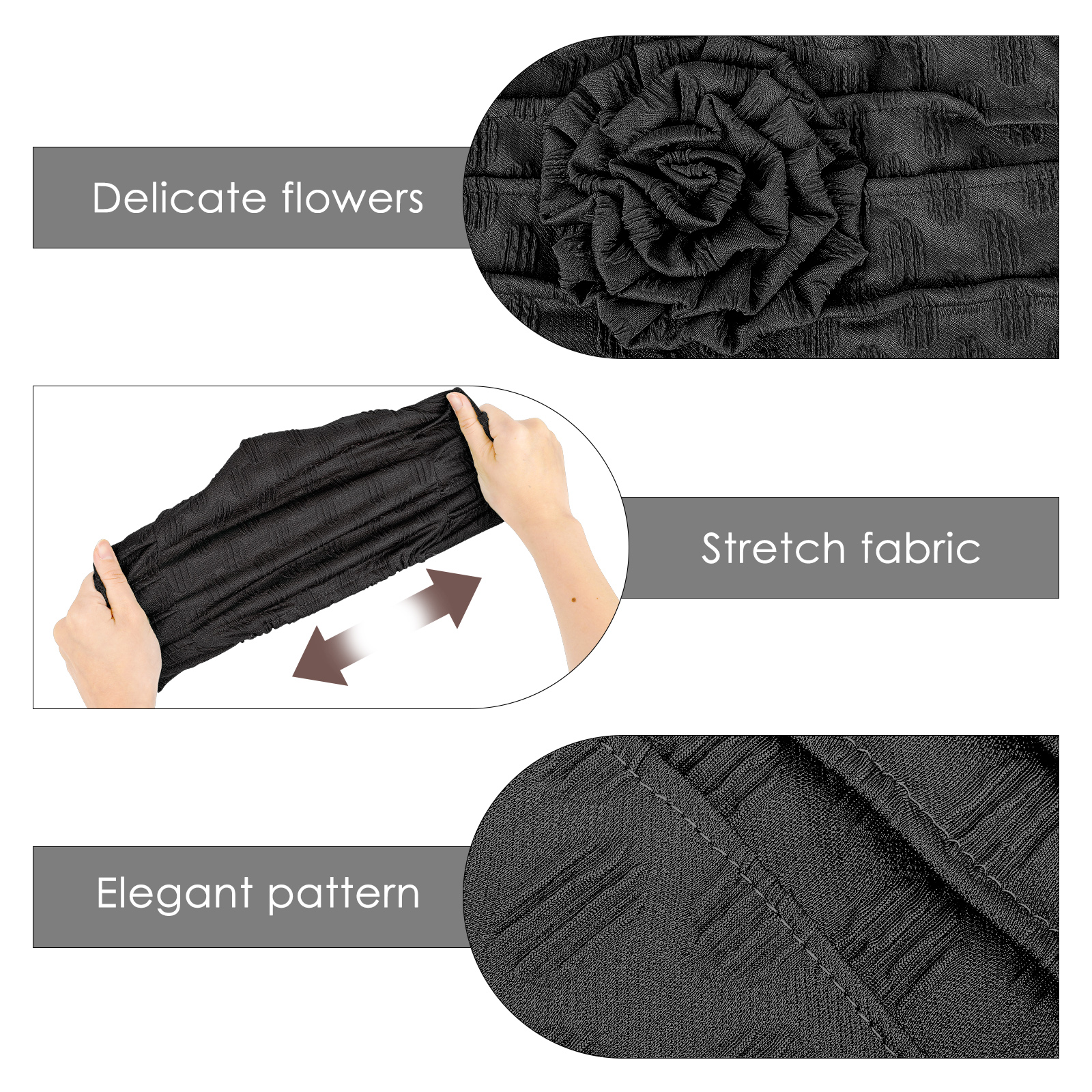 Stretch Turban Hats for Women, Beanie Headscarf Elastic Hats, Fashion Flower Knot Pre Tied Head Cap for Keep Hair Style Cap, Sleep Hat (Black) - Image 6