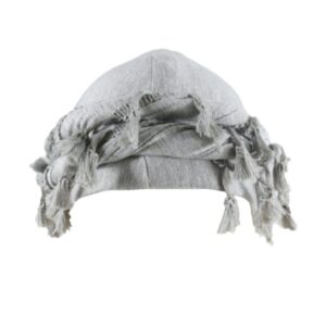 Cotton Durag Satin Lined Halo Turban Wraps, Unique Design Turban for Men & Women, Tassel Beanie for Causal Life (Light Gray)