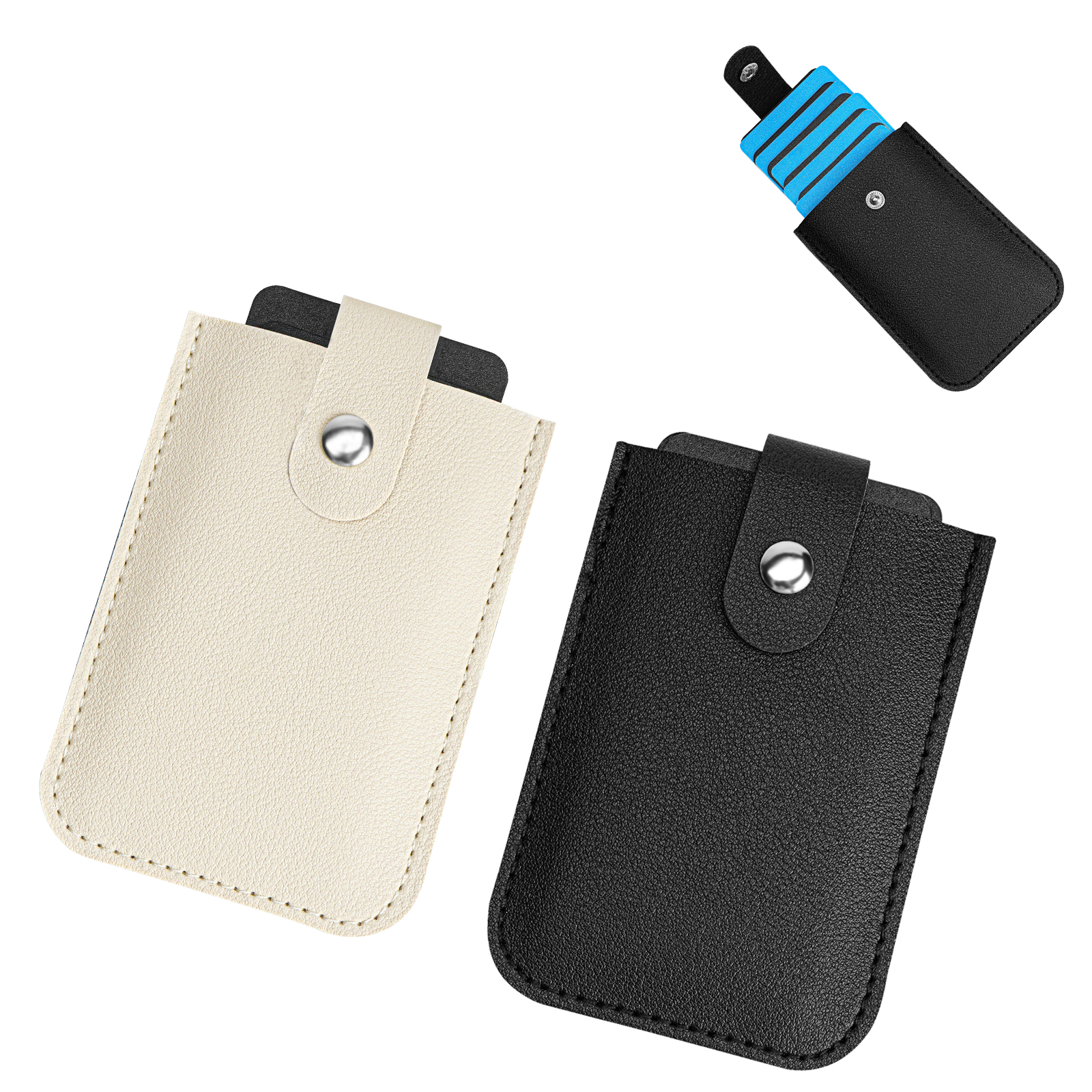 Pack Slim Minimalist Wallet, Vegan Leather Pull-Out Credit Card Holder, Hidden Small Card Wallet for Men and Women (Black & White) - Image 6