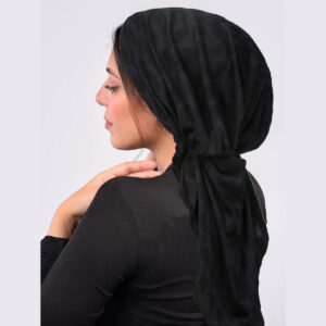 Pre Tied Head Scarves for Women, Stretch Turban Hats with Breathable, Soft Non Slip Headwraps for Keep Hair Style Cap, Sleep Hat (Black)