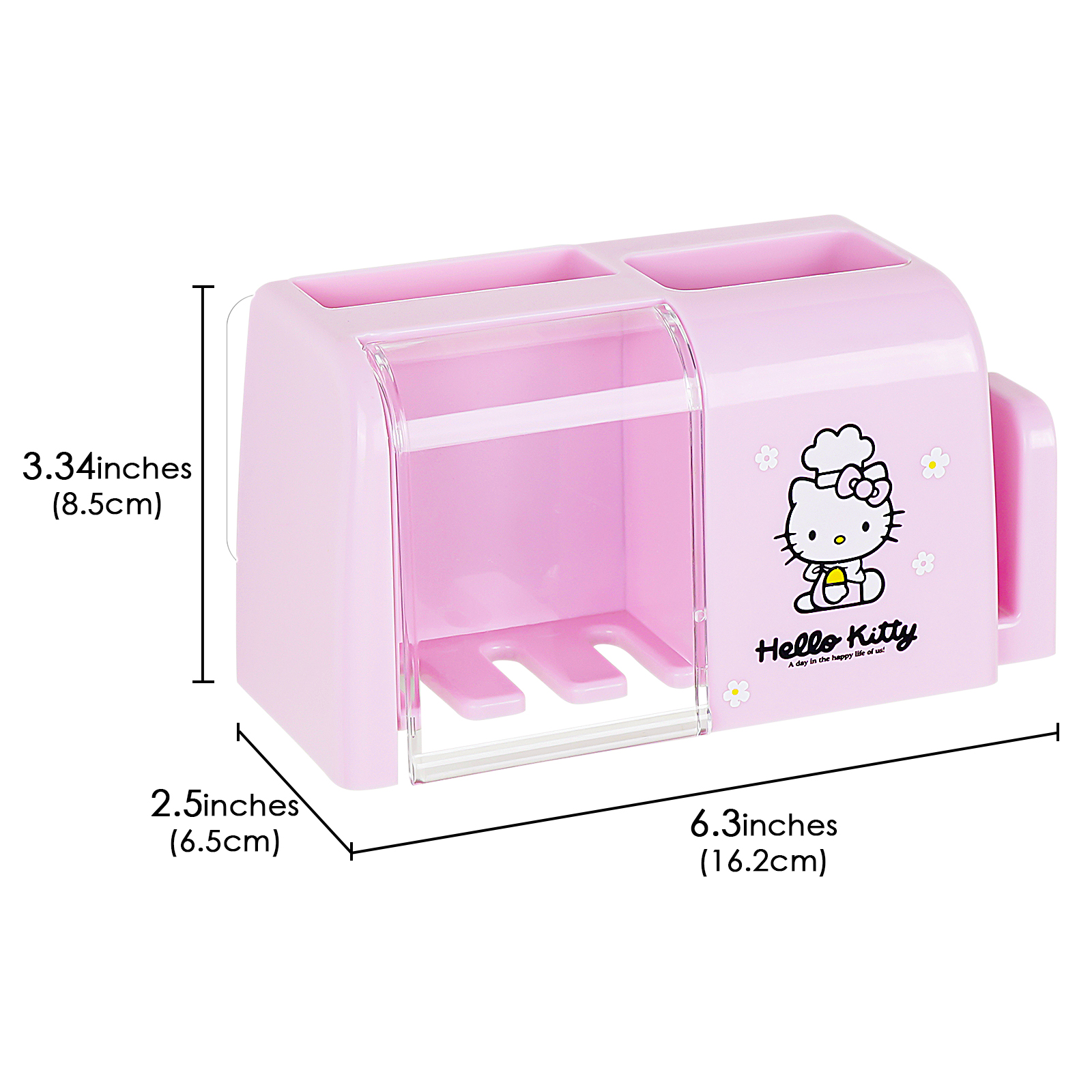 Wall Mounted Kids Toothbrush Holder with Cover, 3 Slots Hello Kitty Toothbrush Storage Organizer, Self Adhesive Toothbrush Toothpaste Hanger for Bathroom (Pink) - Image 4