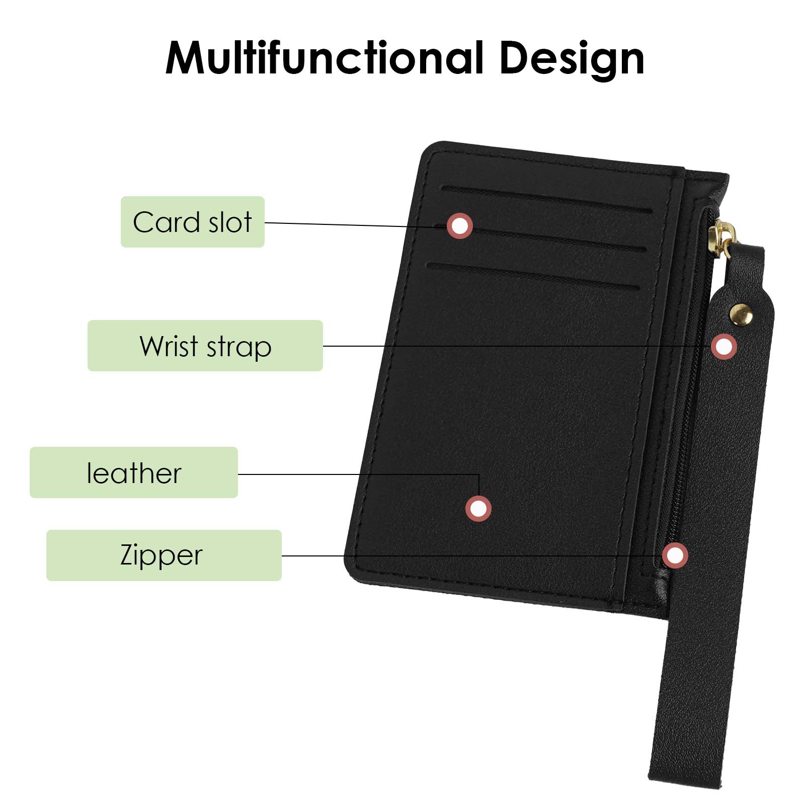 Pack Credit Card Holder Wallet for Women, RFID Blocking Wristlet Zip Slim Minimalist Wallet, Small Leather Wallet Coin Purse (Black & Brown) - Image 5