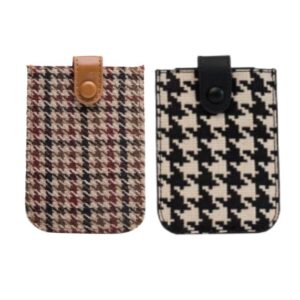 Pack Pull Out Card Organizer for Women, Leather Slim Minimalist Wallet, Hidden Small Card Carrier Wallet (Black & Brown)