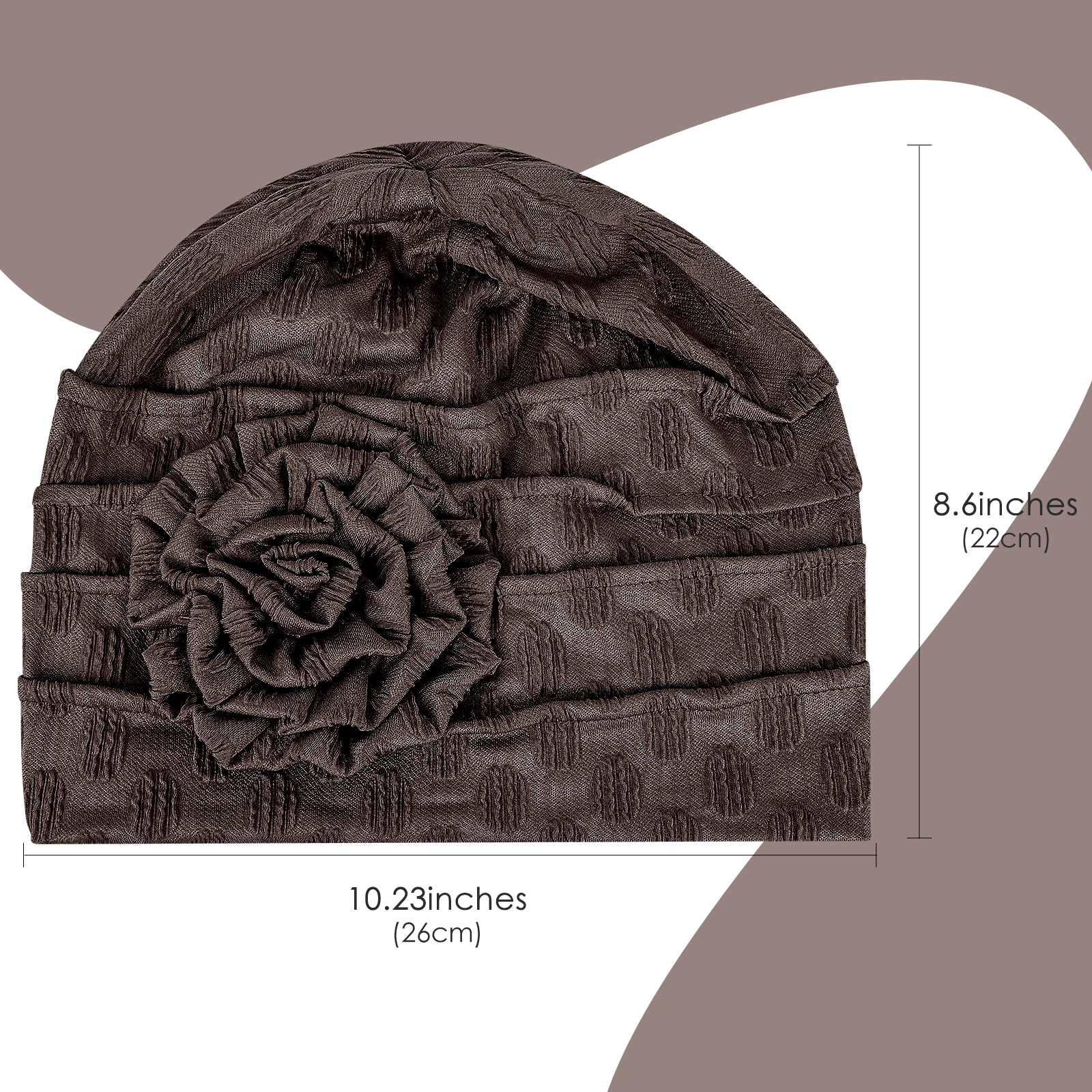 Stretch Turban Hats for Women, Beanie Headscarf Elastic Hats, Fashion Flower Knot Pre Tied Head Cap for Keep Hair Style Cap, Sleep Hat (Brown) - Image 4