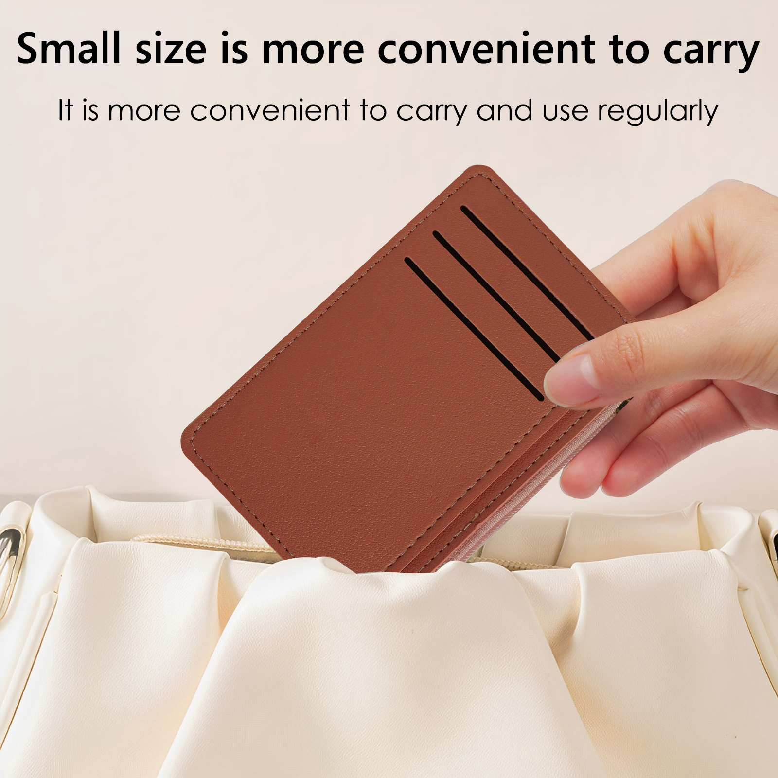 Pack Credit Card Holder Wallet for Women, RFID Blocking Wristlet Zip Slim Minimalist Wallet, Small Leather Wallet Coin Purse (Black & Brown) - Image 6