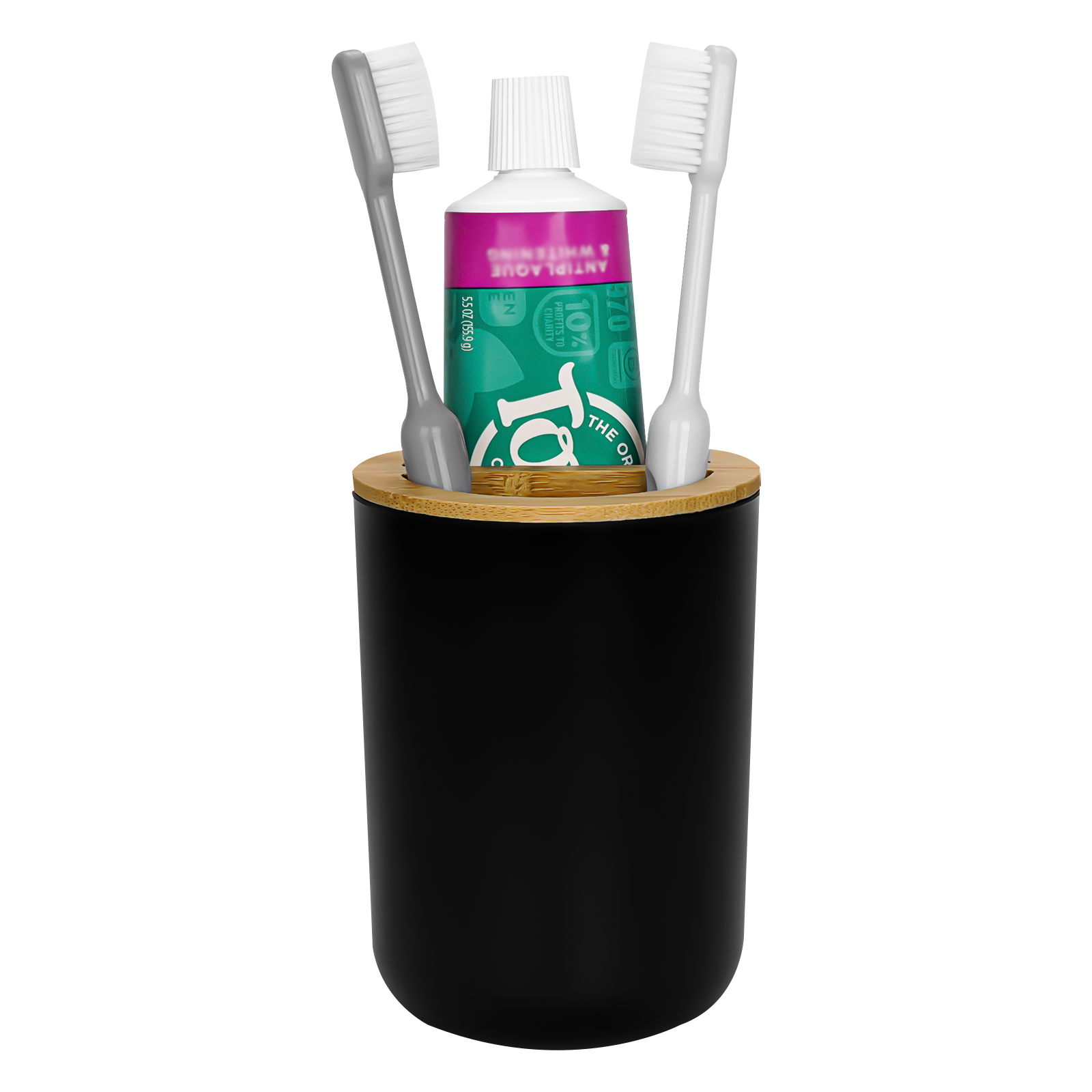 Round Wooden Toothbrush Holder, Thickened and Durable Toothbrush Holder, Toothbrush Storage Stand for Bathroom & Counter (Black) - Image 8