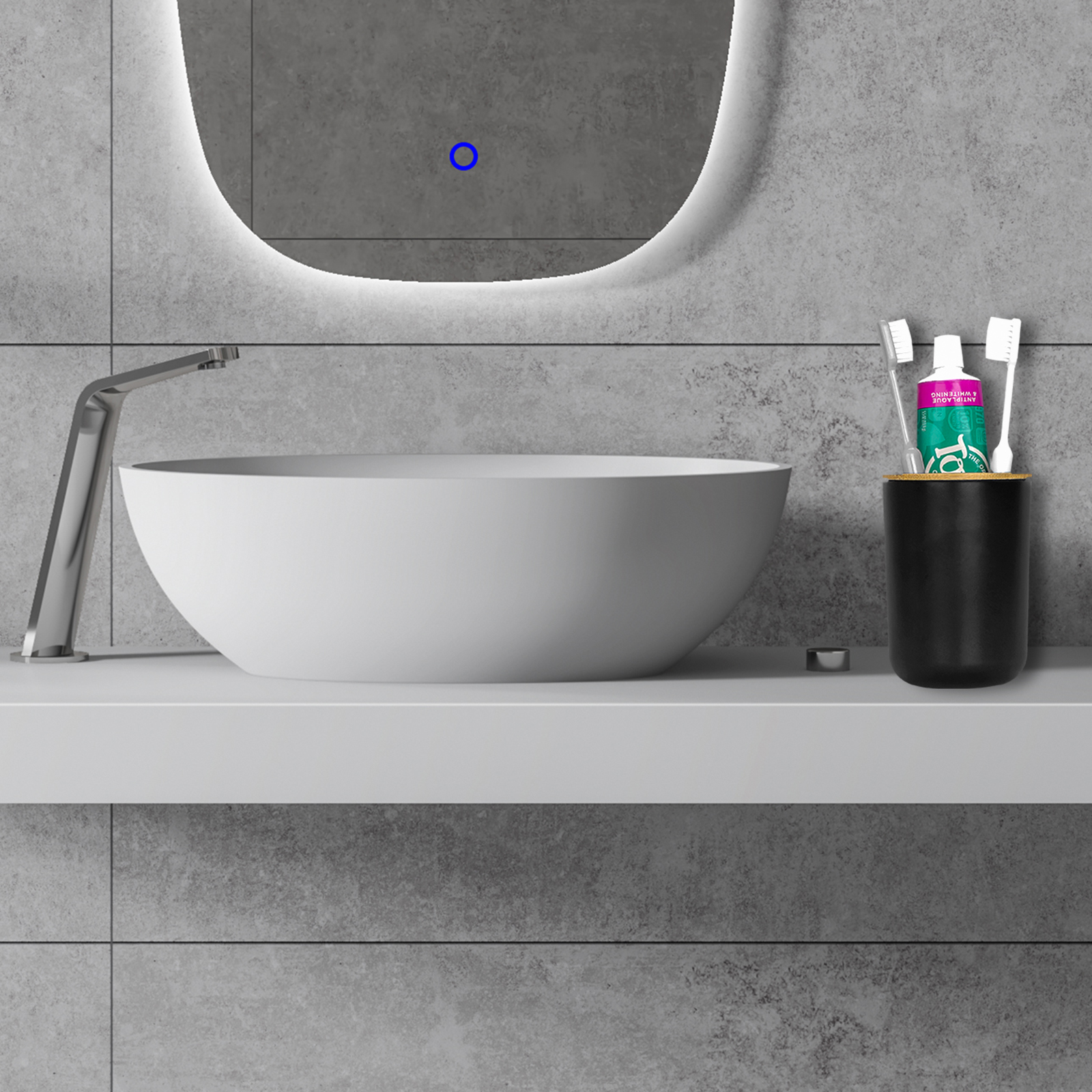 Round Wooden Toothbrush Holder, Thickened and Durable Toothbrush Holder, Toothbrush Storage Stand for Bathroom & Counter (Black) - Image 5